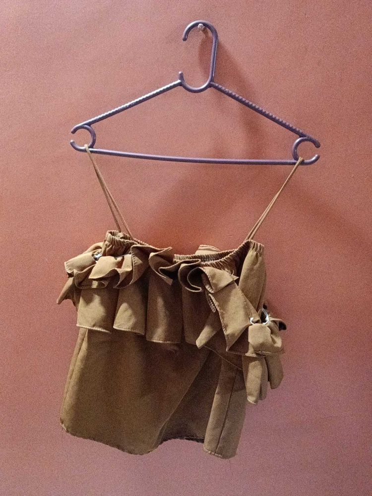 Ruffled Tan Mini Top