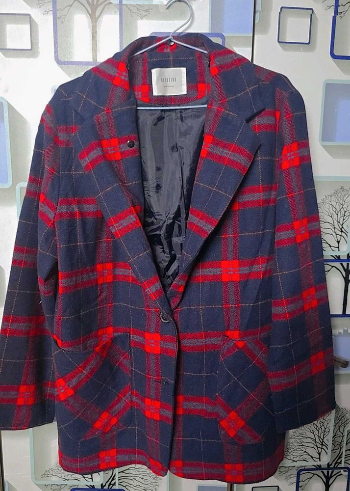 Red &amp; Blue Plaid Blazer