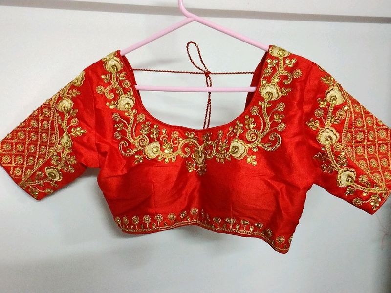 Red Heavy Embroidered Blouse