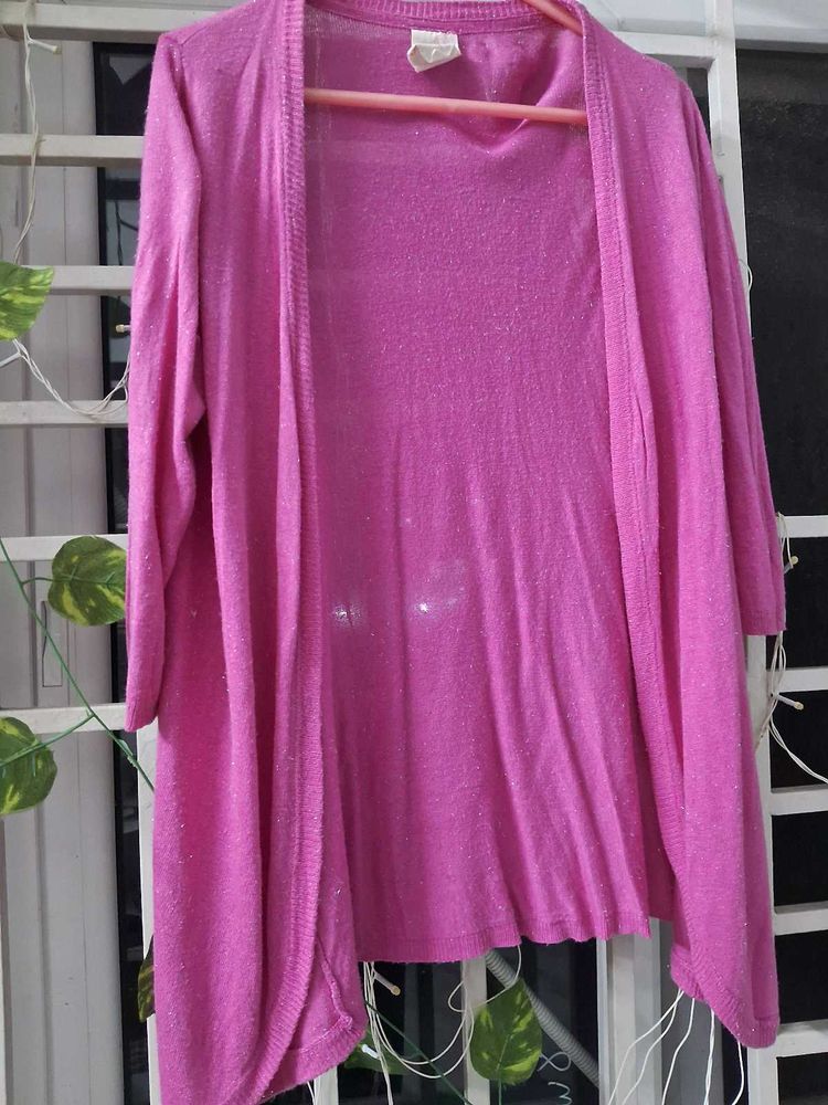 Pink Open Front Cardigan