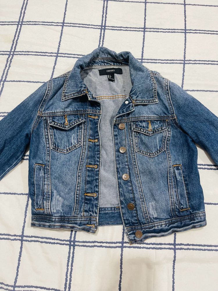 crop forever 21 denim jacket