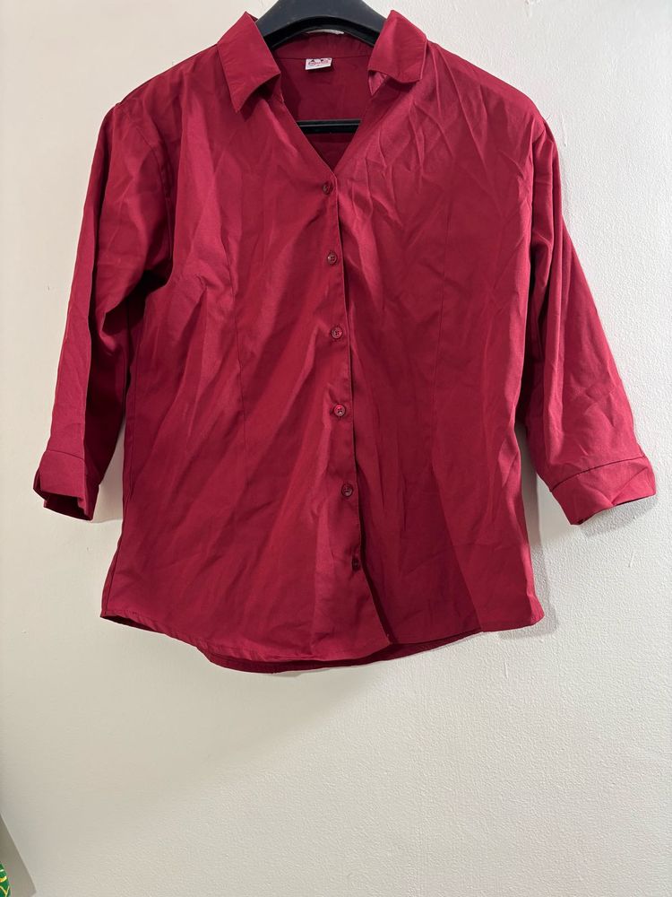 Maroon Women’s 3/4th Sleeve Shirt 👔