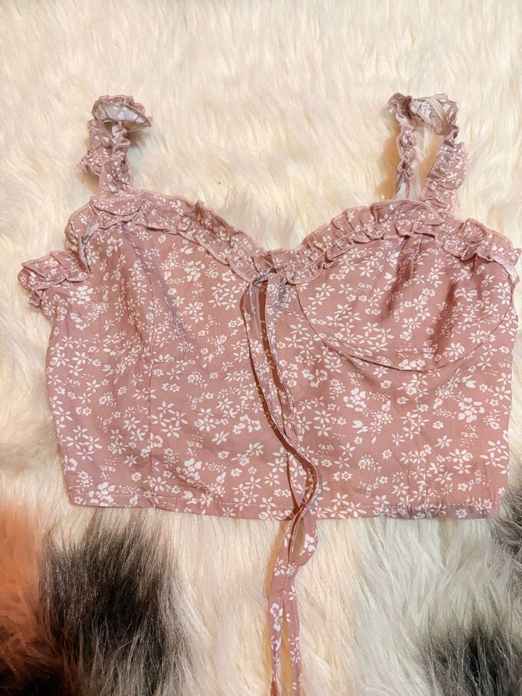 Floral Print Tie-Front Top