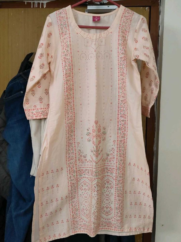 Peach Printed Kurti