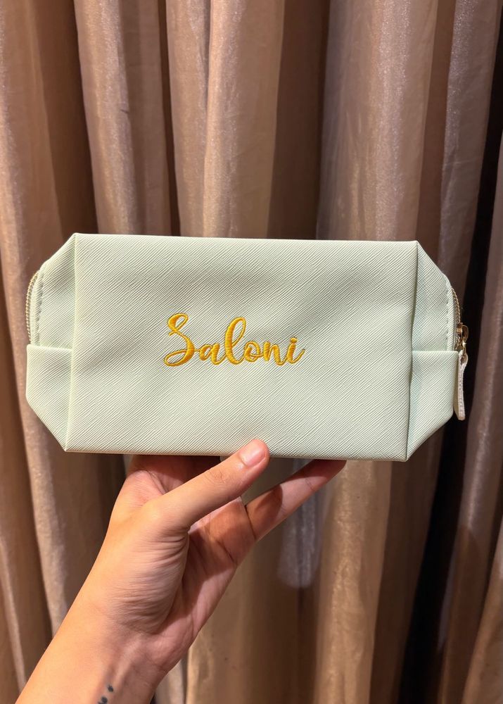 Mint Green &amp; Gold Personalised Pouch