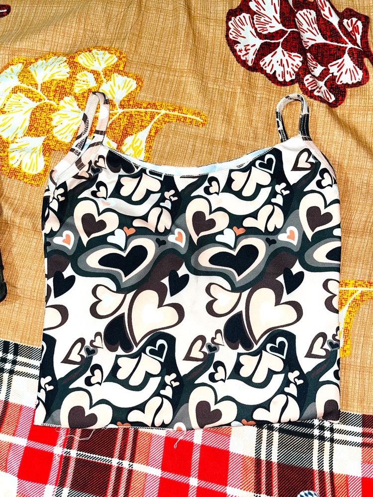 Heart Print Cami Top👌🏼