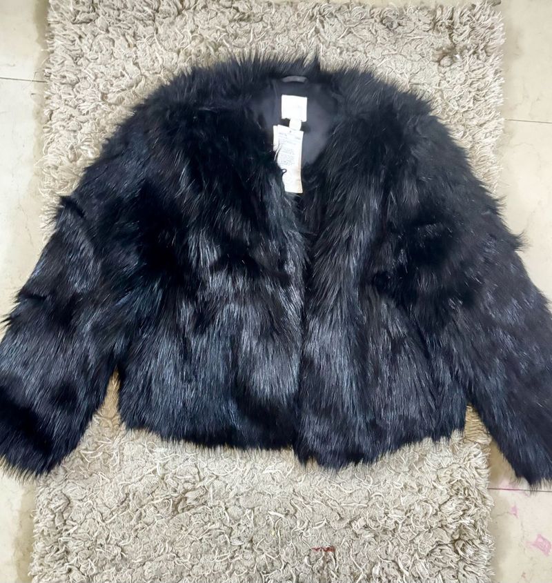 HNM Faux Fur Black Jacket New