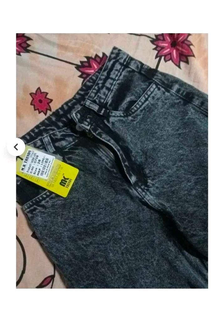 Stylish Grey/Black Acid Wash Jeans