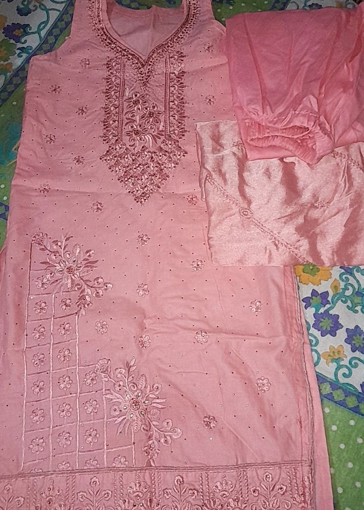 baby pink kurta set with duptta