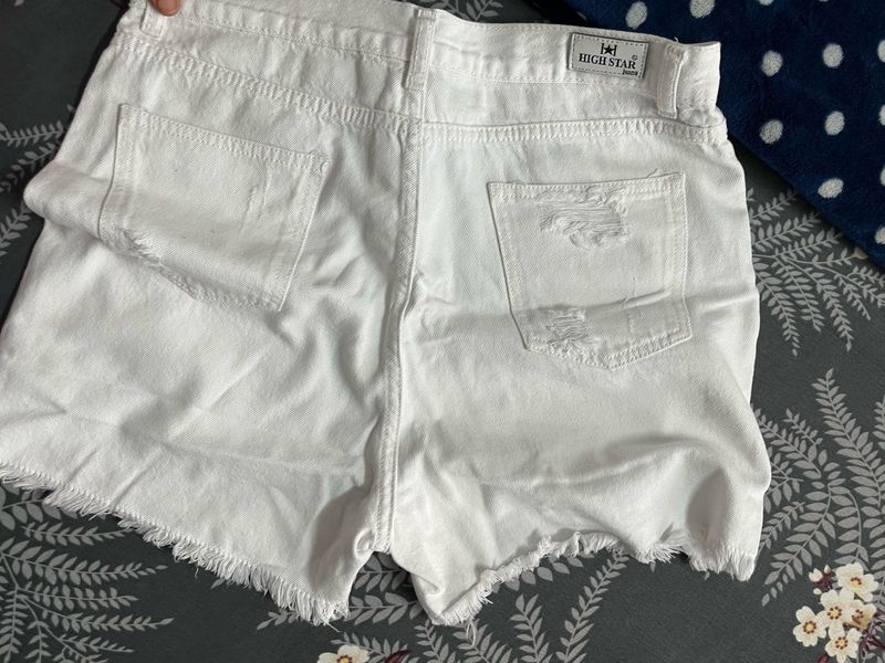 White Denim Shorts