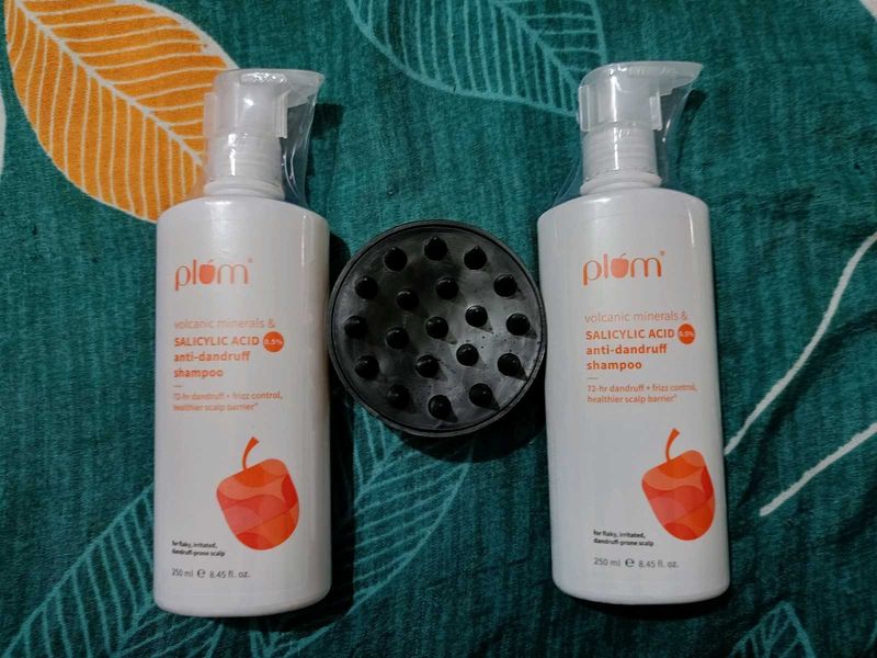 Pack Of 3, Salicylic Acid Shampoo + Scalp Massager