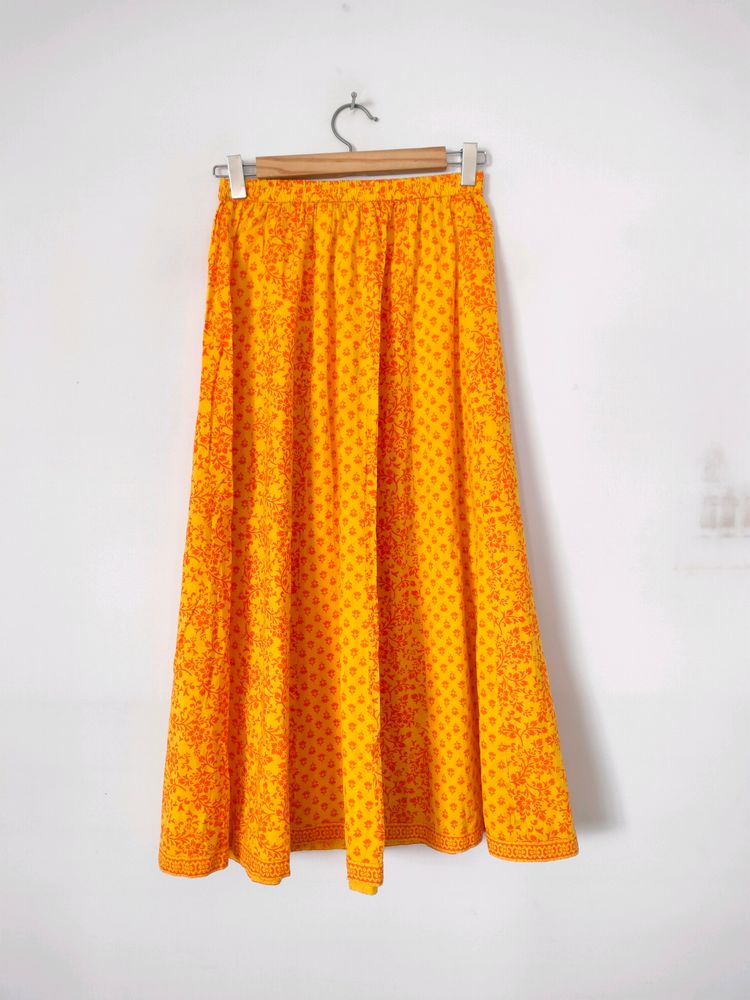 (Pink &amp; Blue)Gold Printed Skirt (Girl&#39;s)