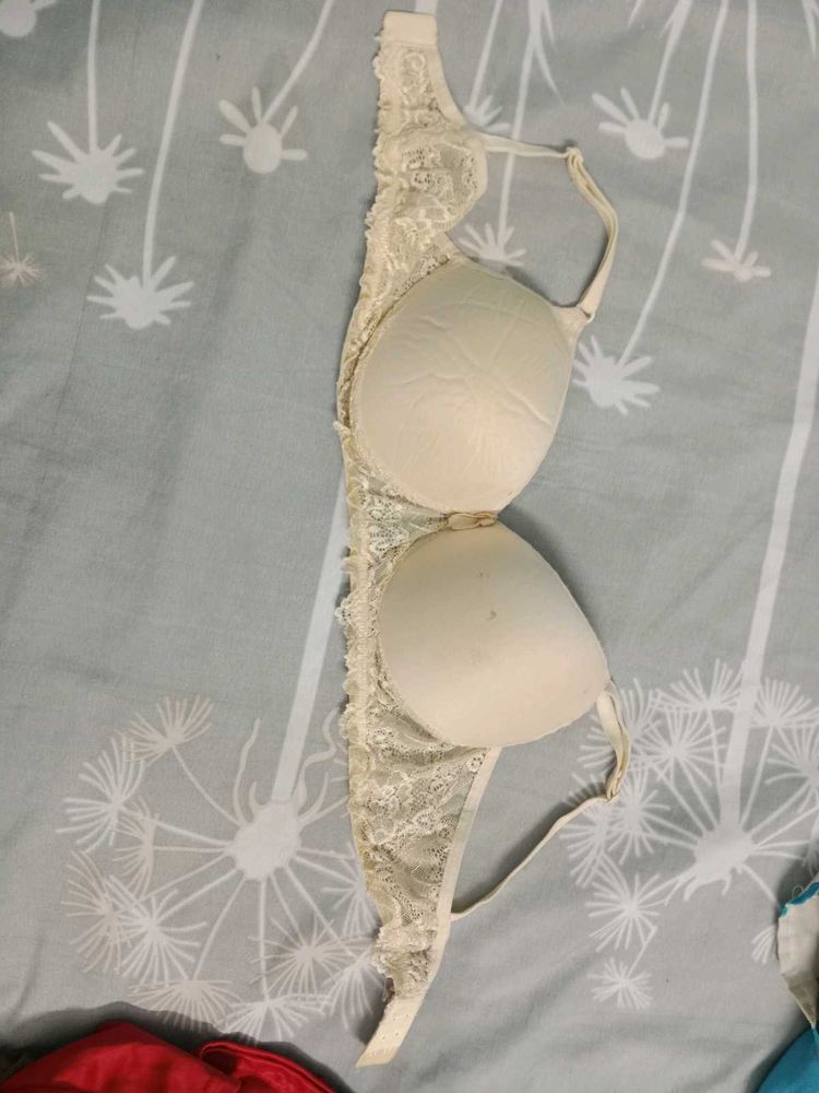 Lace Bra - Beige, Padded