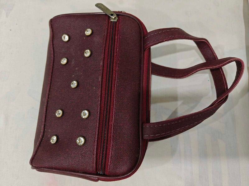 Maroon Clutch with Embellishments
