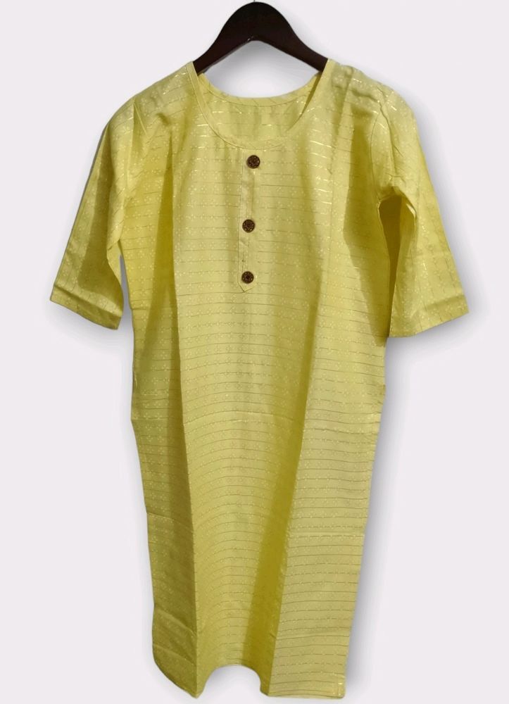 Yellow Button-Front Kurta (Woman)