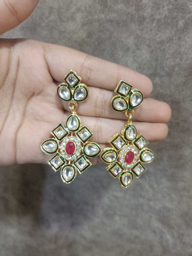 Elegant Kundan Dangle Earrings