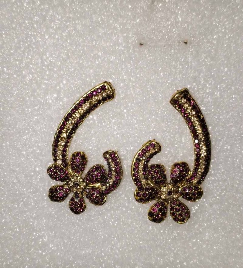 Floral Rhinestone Ear Climber Earrings