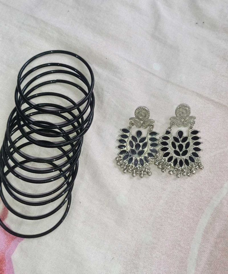 Black And White Earring Bangles