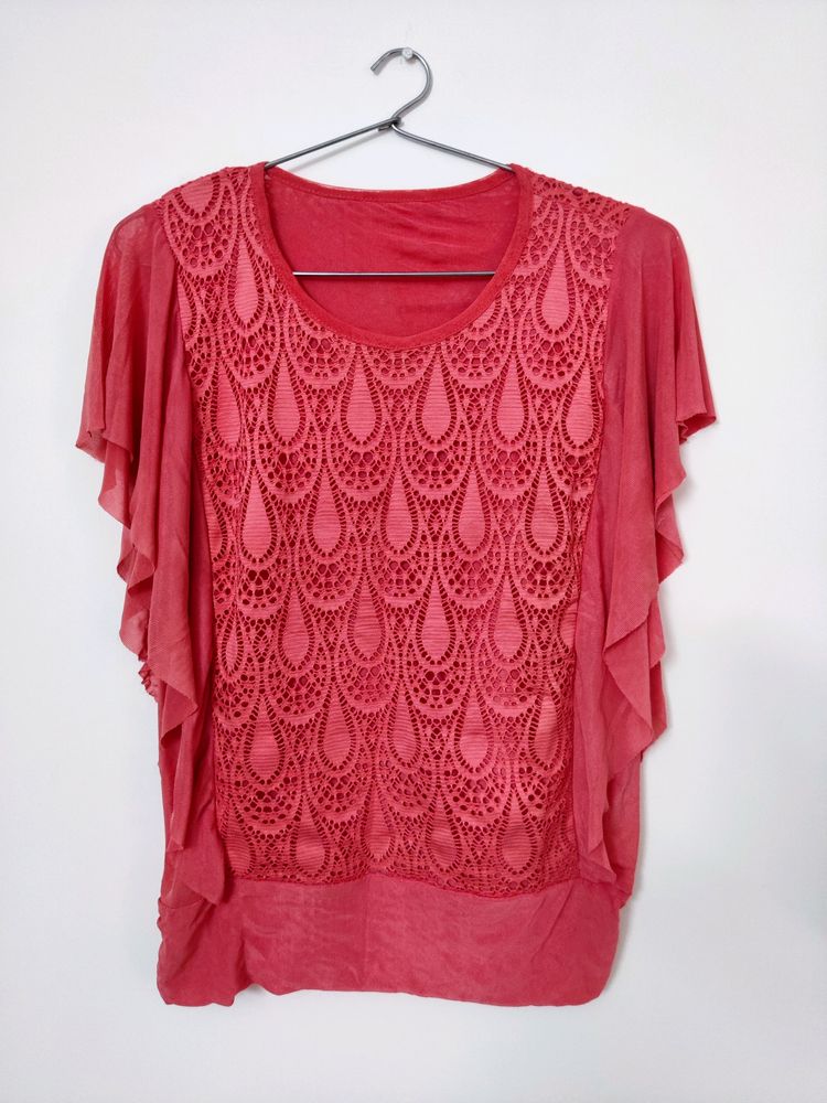 Butterfly Sleevle Peach Party Top