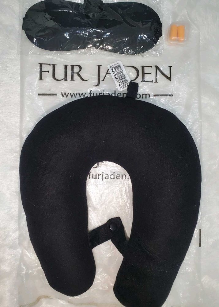 Fur Jaden neck pillow with eye mask and earbuds