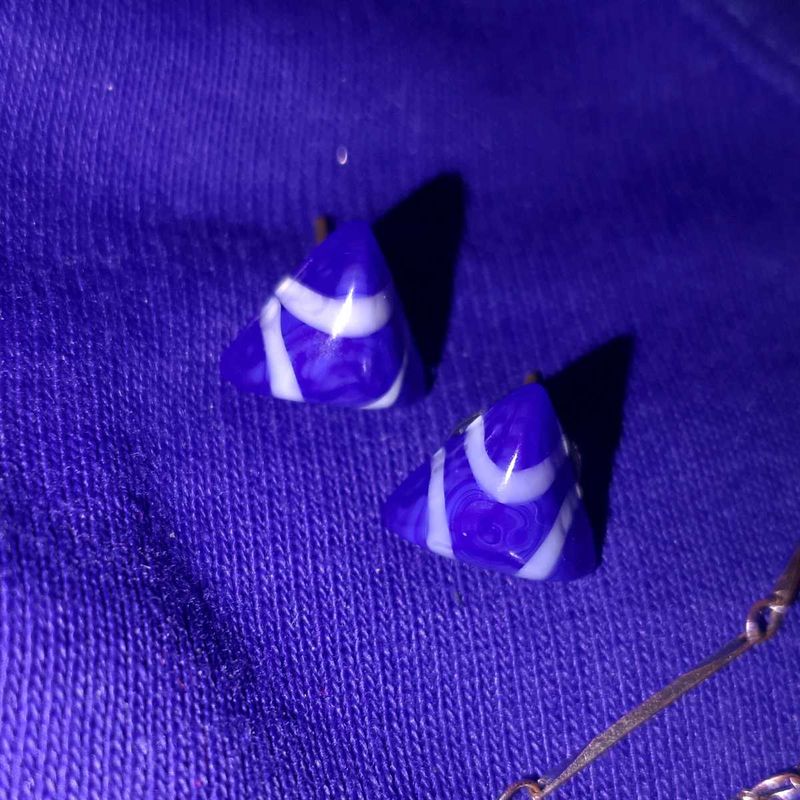 Blue and White Pyramid Earrings