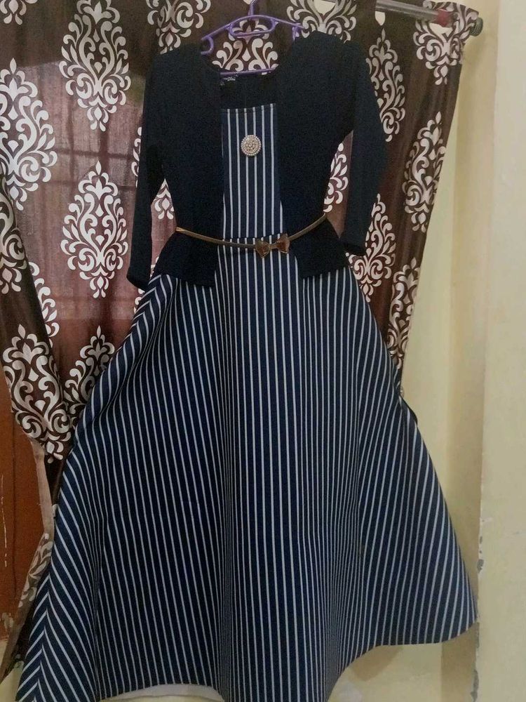 Striped Dress with Jacket