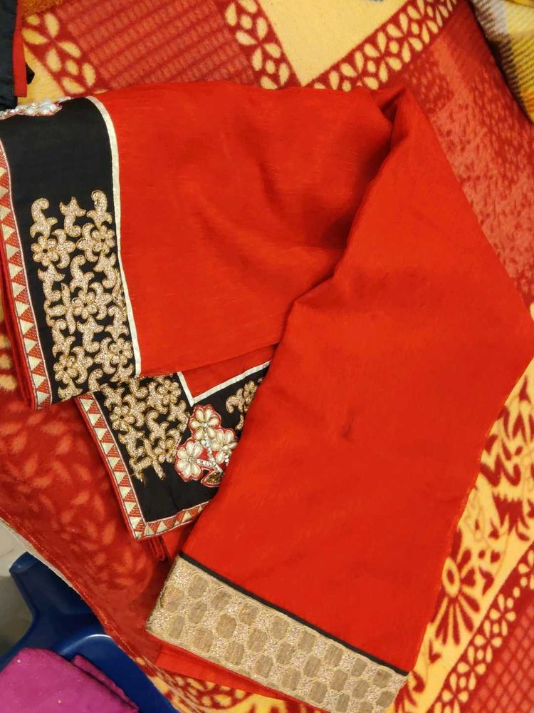 Elegant Red Embroidered Saree