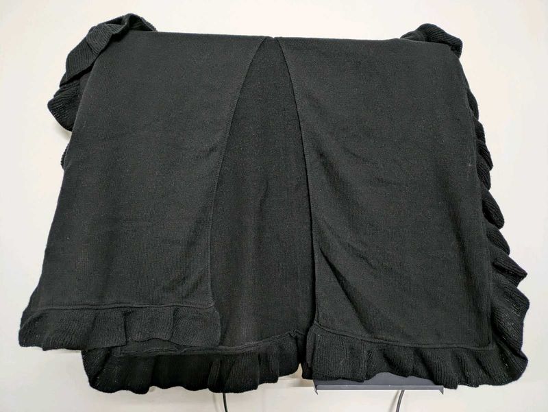 Black Winter Woolen Wrap Jacket