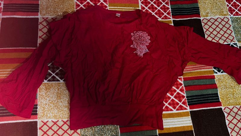 Red Long Sleeve Top