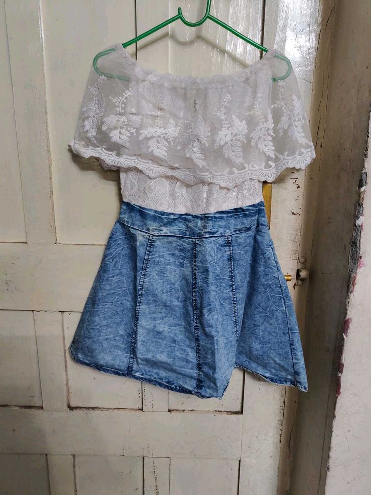 Beautiful White Blue Short 👗 Dress