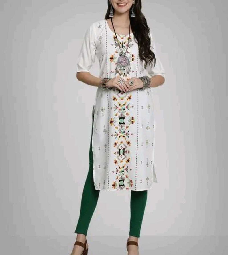 Elegant Printed White Kurta