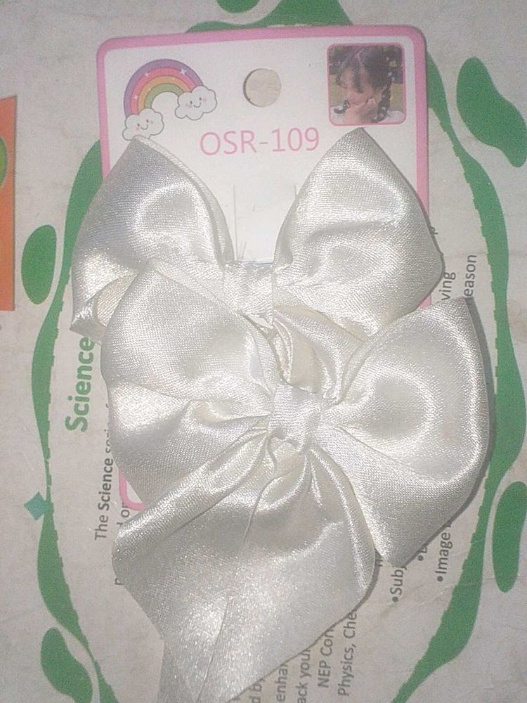 White Satin Bow Hair Tie