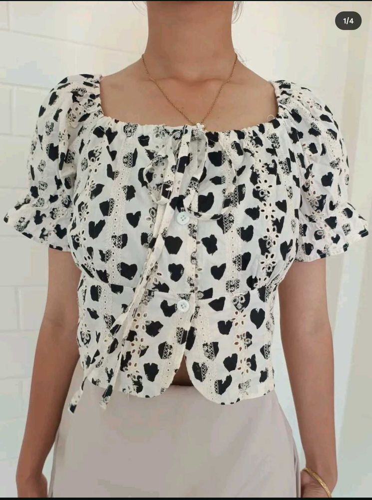 Heart Print Crop Top