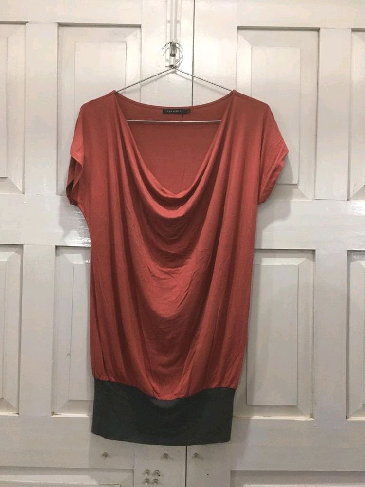 Rust &amp; Gray Dolman Dress
