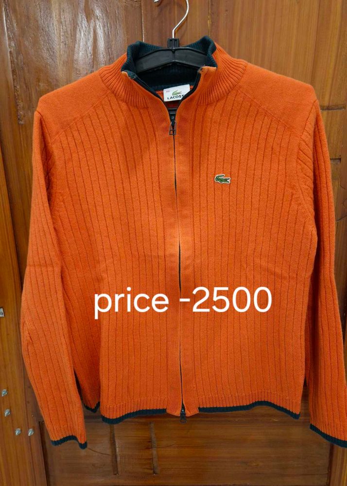 Lacoste Orange Knit Cardigan