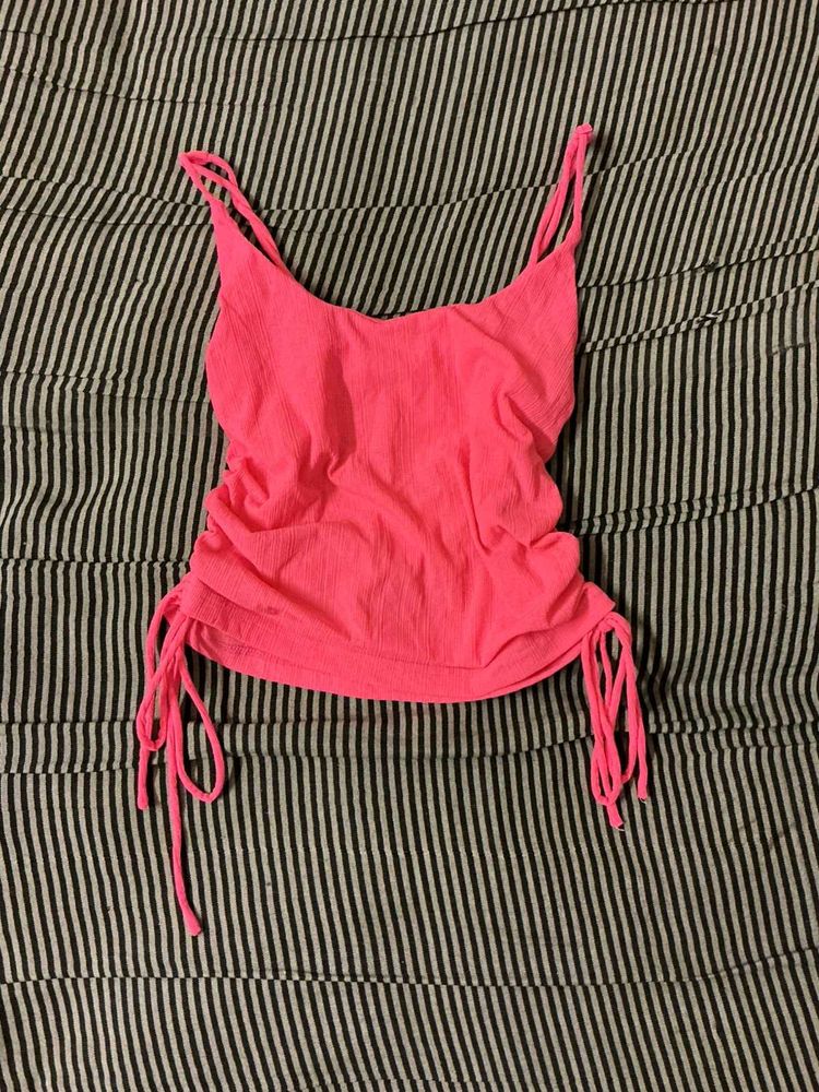Hot Pink Ruched Tank Top