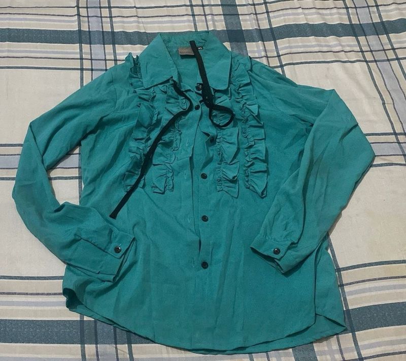 Teal Ruffled Top