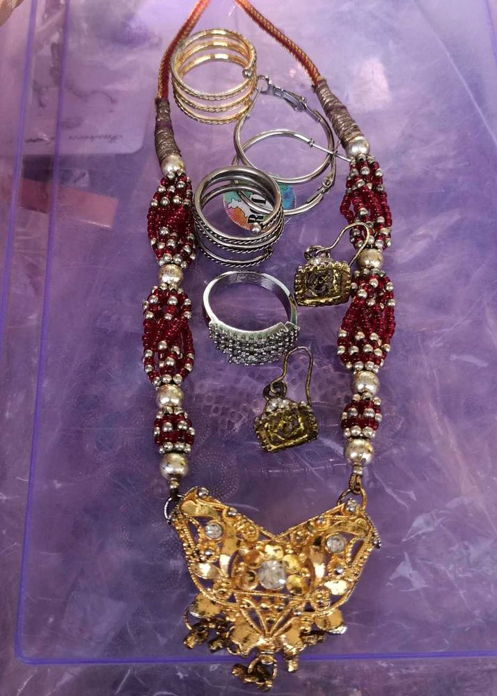 Jewellery Set, Rings, Earrings (Baali And Jhumki)