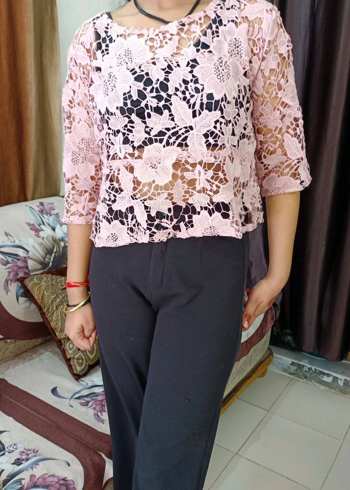 Peach Net Top