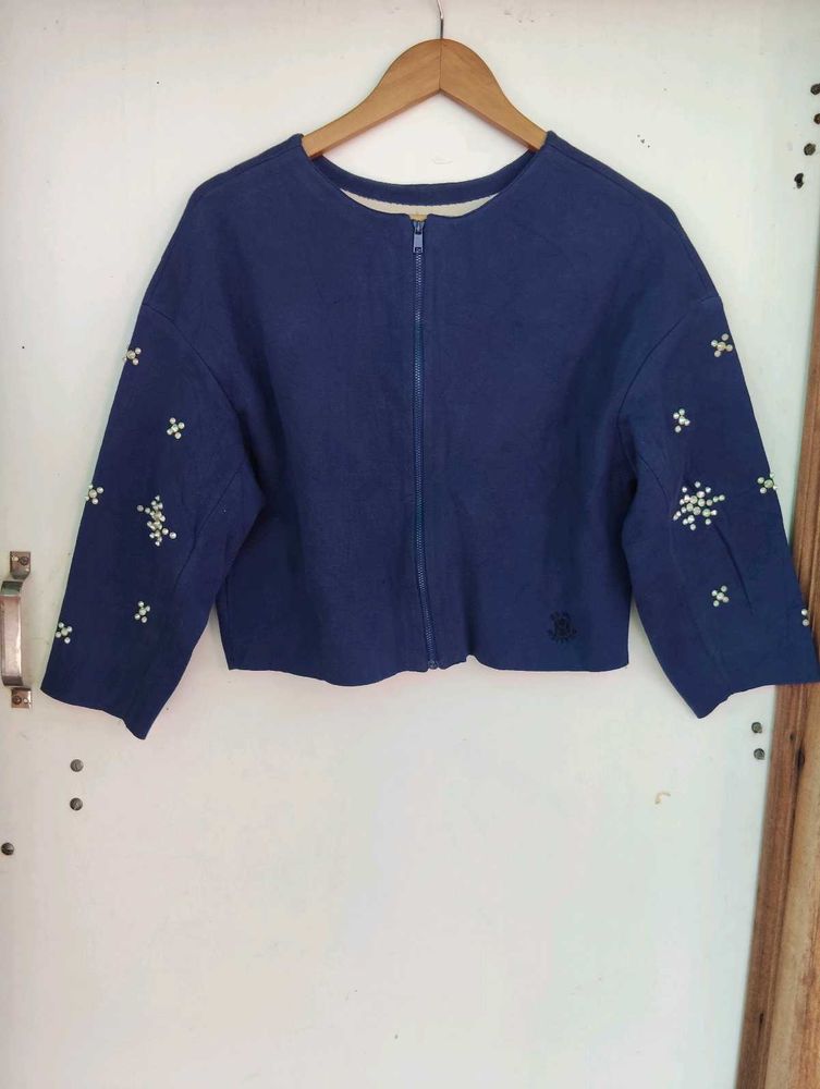 Embroidered Cropped Jacket