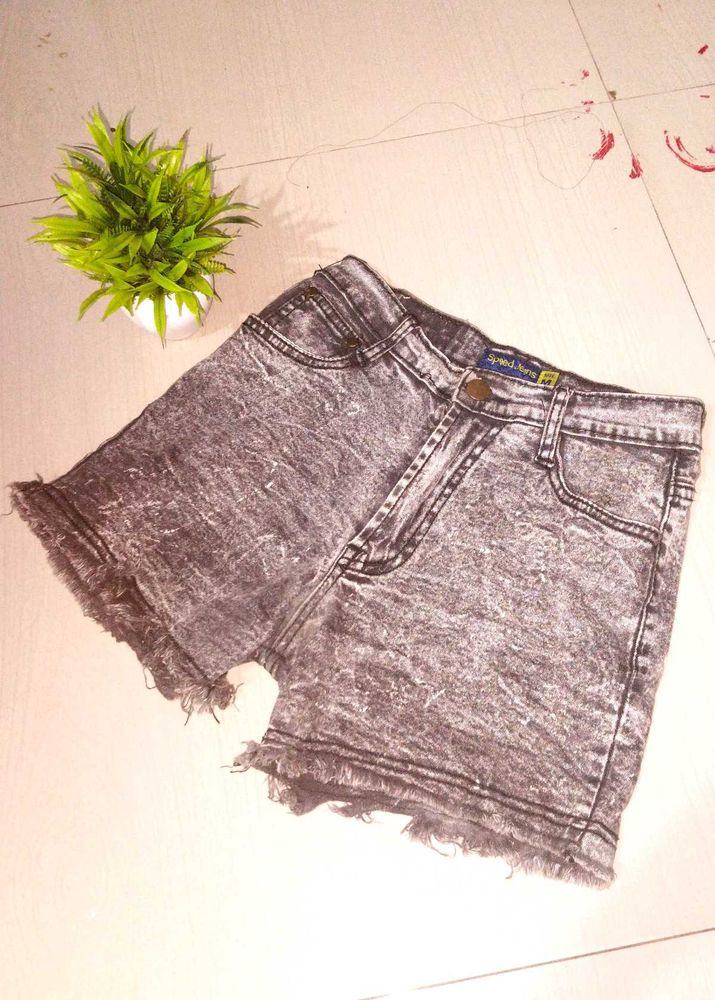 Grey Denim Shorts