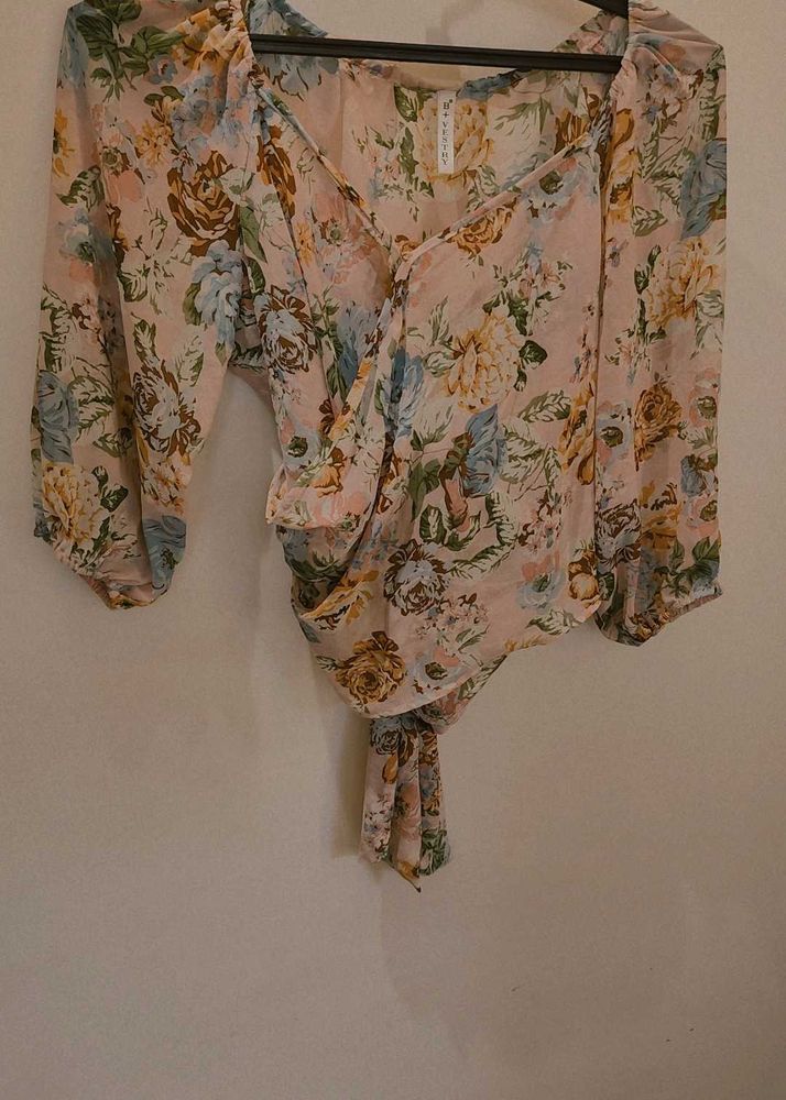 Floral Wrap Blouse