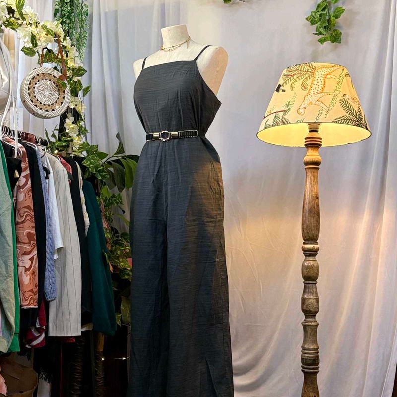 Chic Olive Silk Jumpsuit