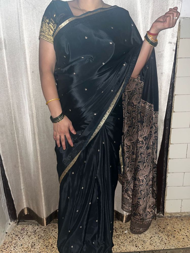 Elegant Black crepe Saree with blouse