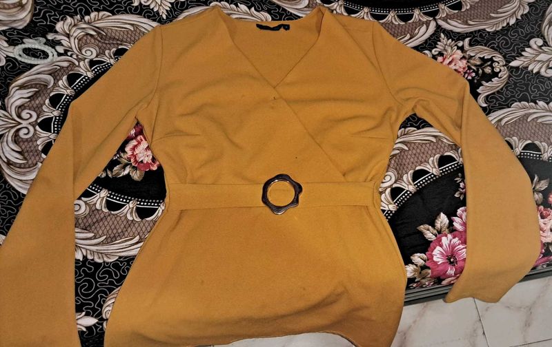 Mustard Belted Blouse