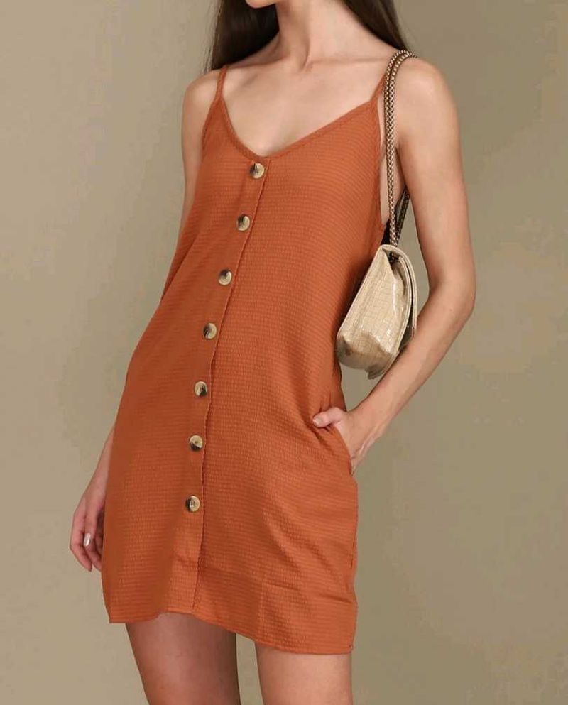 Button-Down Sun Dress With Two Pockets