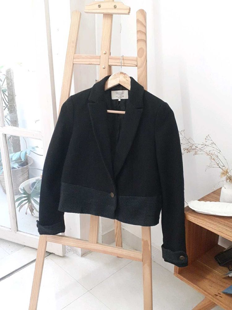 ZARA black wool blend short jacket