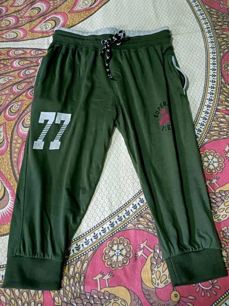 Green Capri Pants with 77 Design