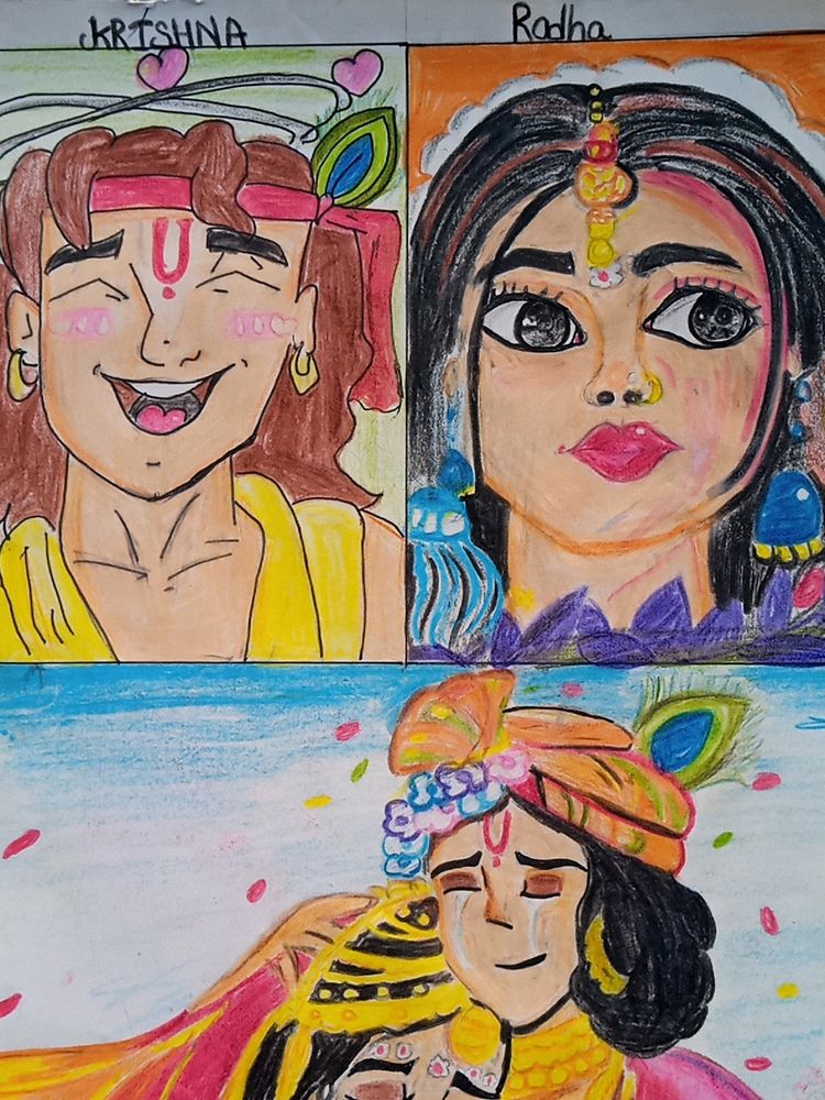 Shree Krishna And Radha Ji Drawing
