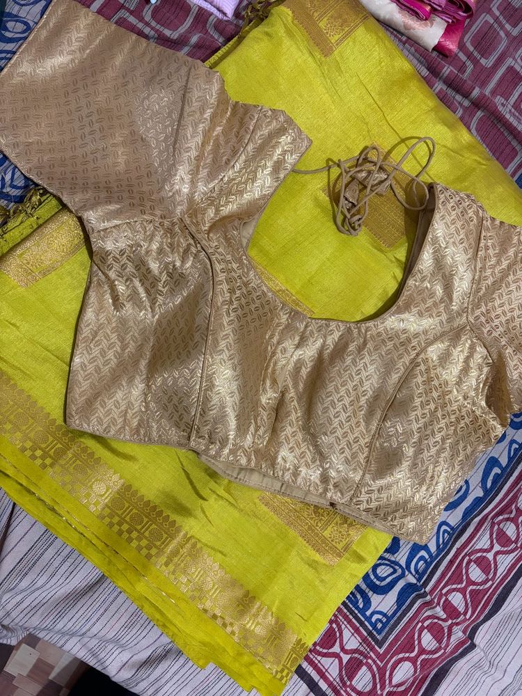 Yellow Saree with Gold Blouse